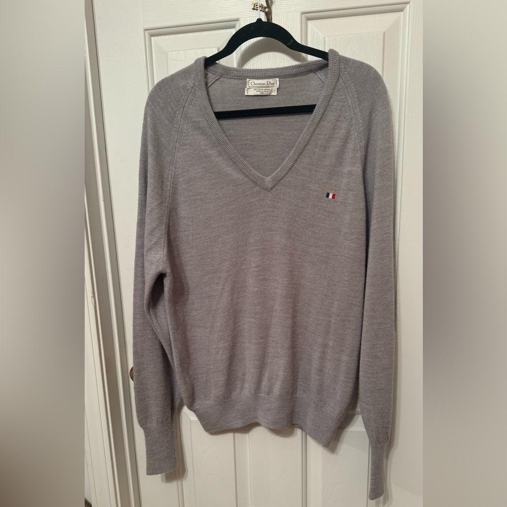 Vintage 90s Christian Dior  V Neck Pullover Sweater  Sz M